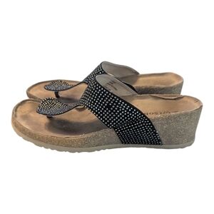 Zigi Soho Zarin Black Rhinestone Flip Flops Wedge Sandals Women's 7.5